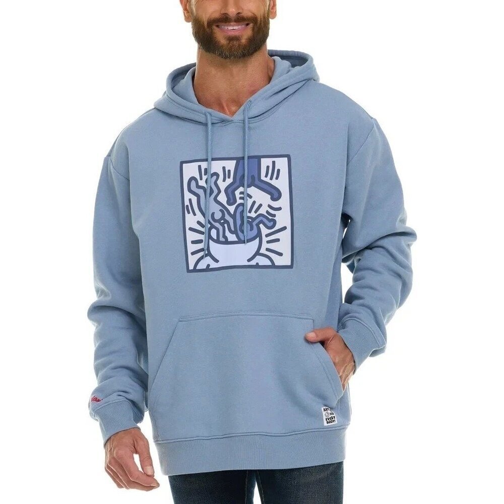 Keith Haring Men's M Graphic Hoodie Blue K1192